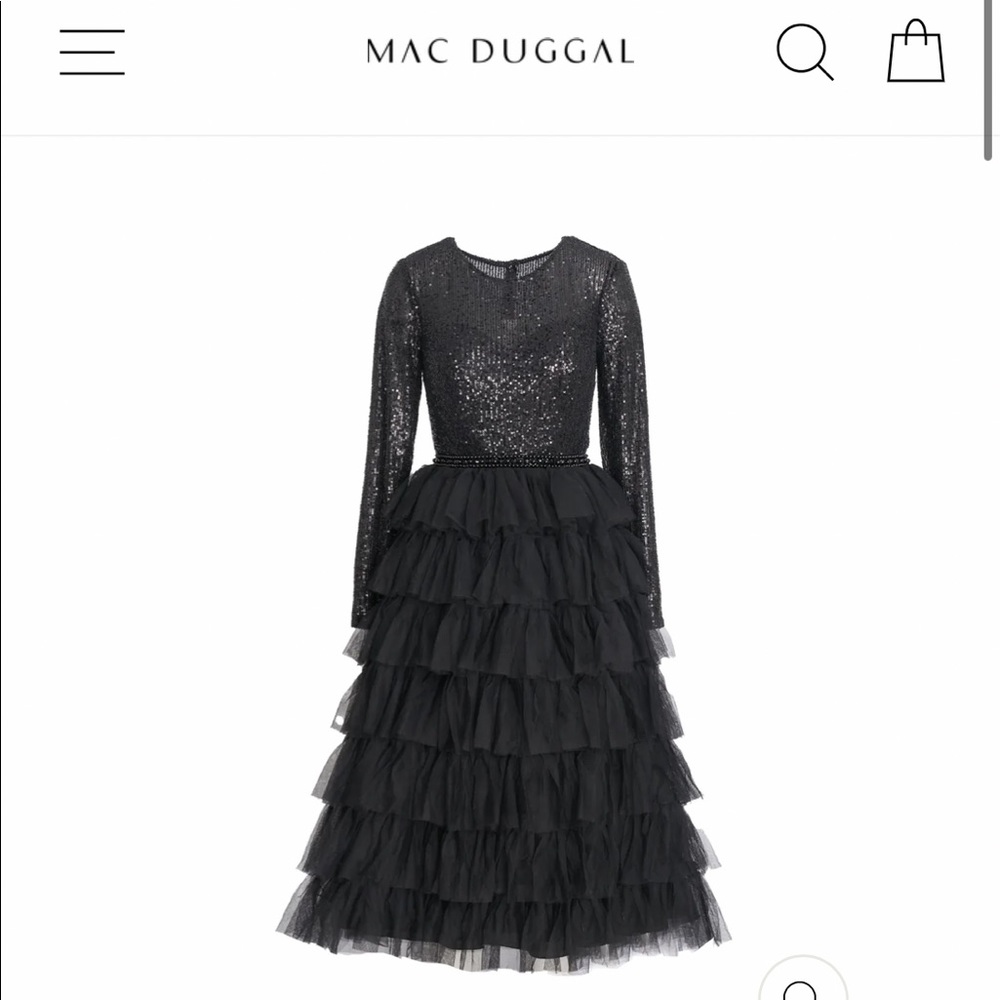 Mac Duggal Black, Sequin and Tulle Cocktail Party Dress